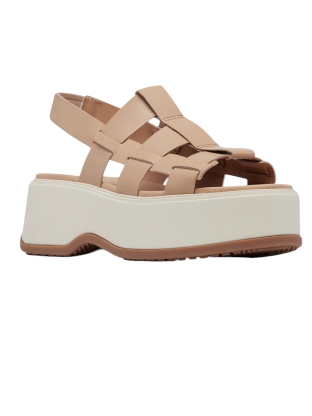 Sorel Sandals Womens 8.5 Dayspring Slingback Beige Fisherman Leather Chunky